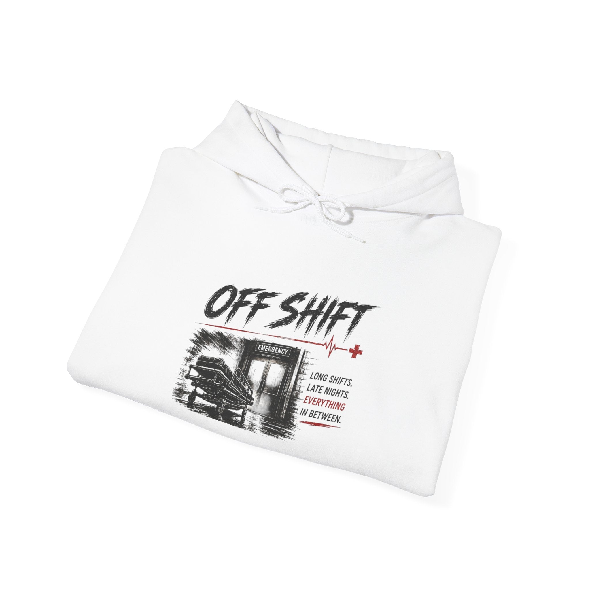 Off Shift Hoodie — Retro Workday Graphic Pullover