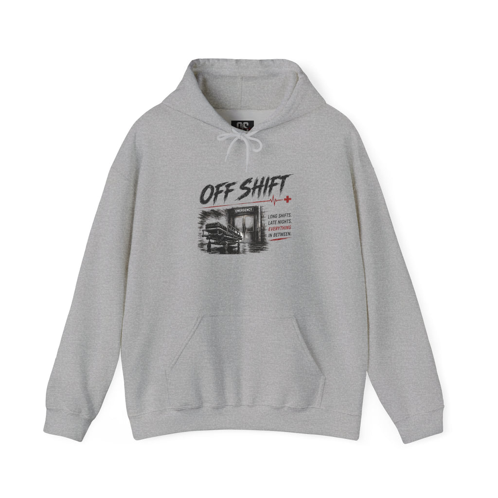 Off Shift Hoodie — Retro Workday Graphic Pullover