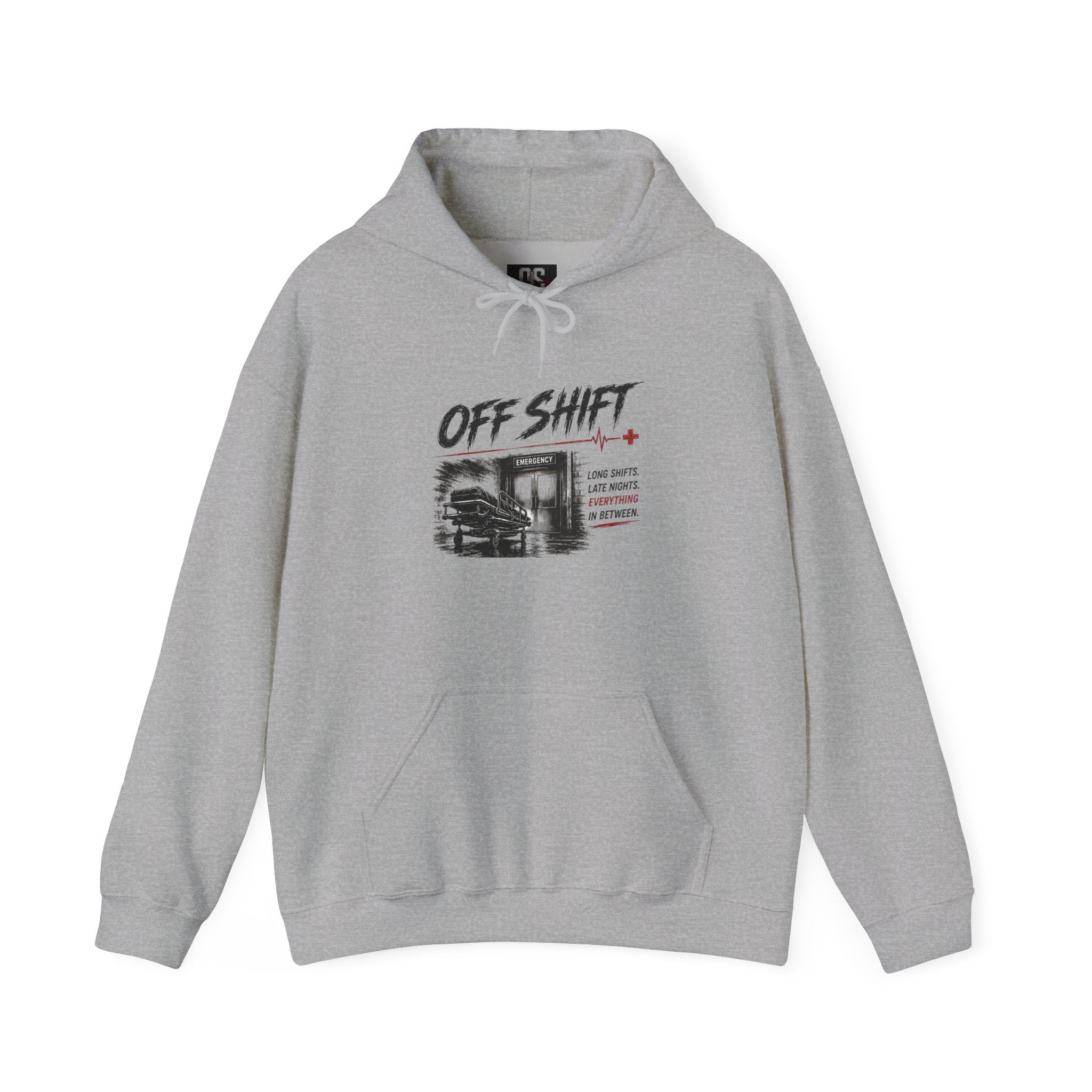 Off Shift Hoodie — Retro Workday Graphic Pullover