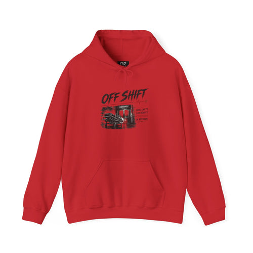 Off Shift Hoodie — Retro Workday Graphic Pullover