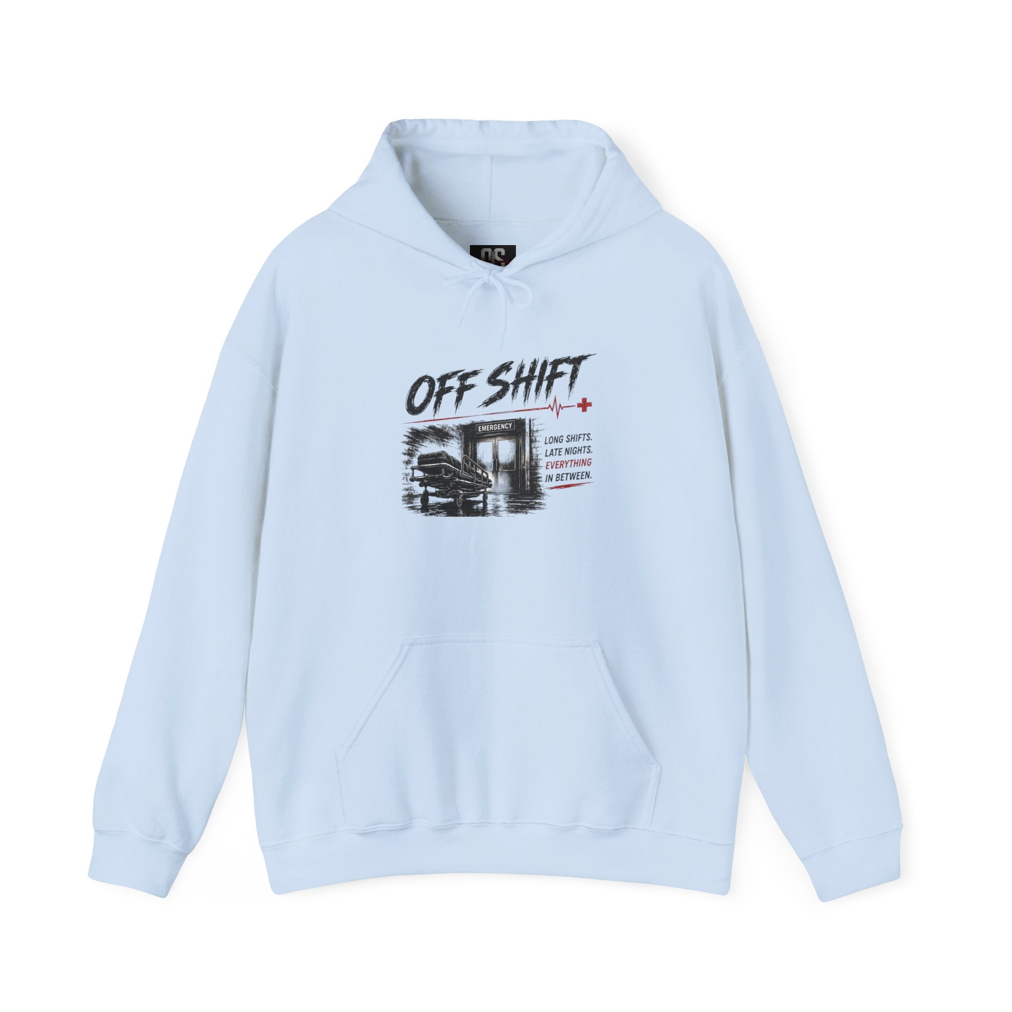 Off Shift Hoodie — Retro Workday Graphic Pullover